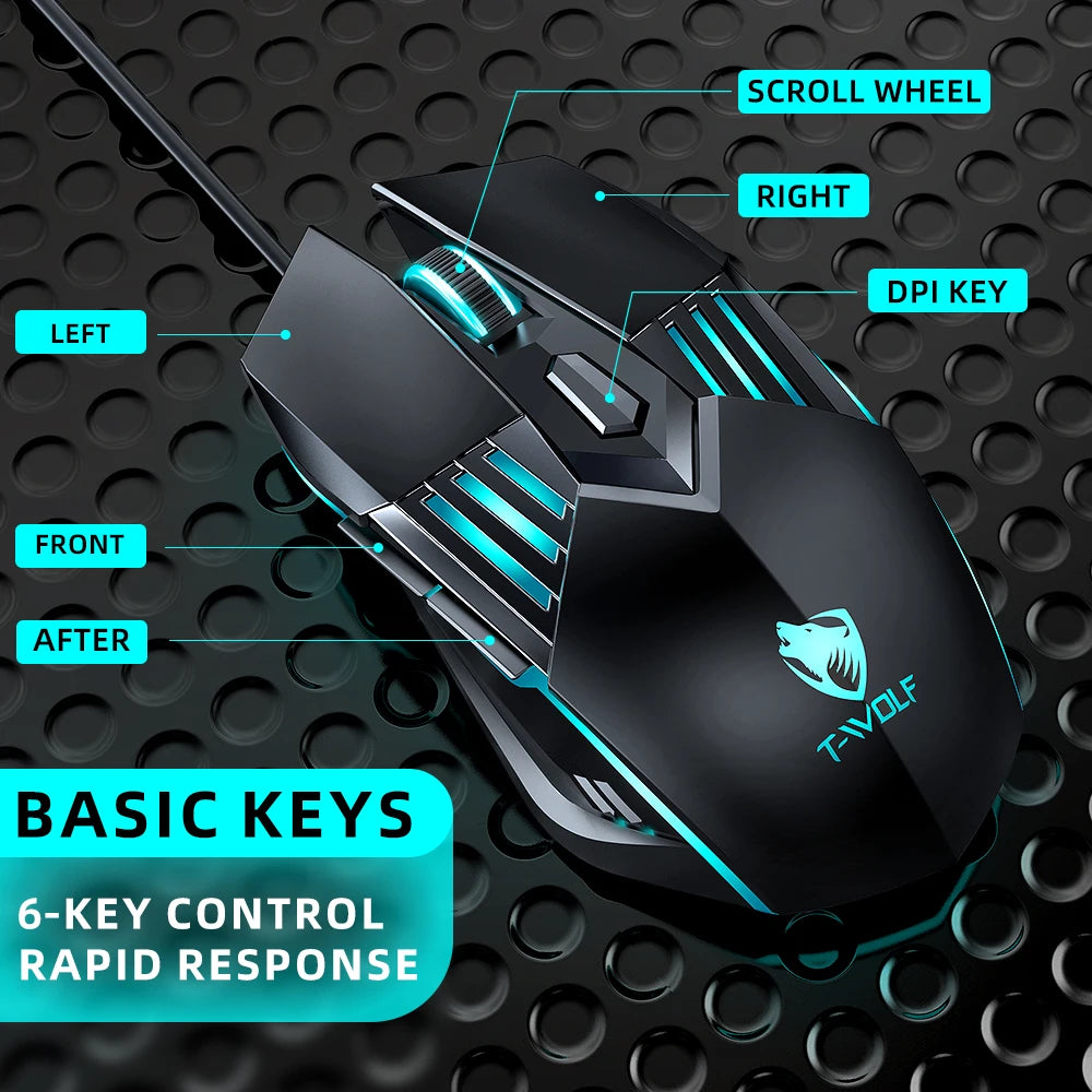 Mouse Gaming -T-wolf G560  – 6 Botones, DPI Ajustable, Luces RGB