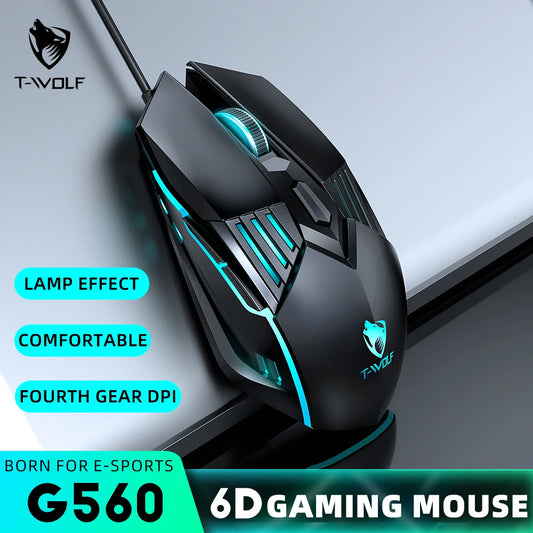Mouse Gaming -T-wolf G560  – 6 Botones, DPI Ajustable, Luces RGB